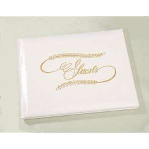 Simplistic White Guest Register Book with Golden Metallic 