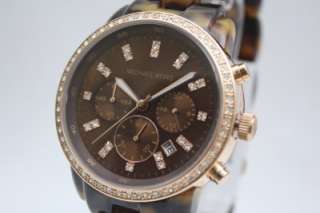   Kors Women Chronograph Tortoise Show Stopper Glitz Watch MK5366  