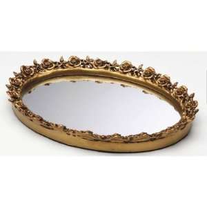 Taymor 02 D1299 Antique Oval Resin Mirror Tray Finish Antique Gold 