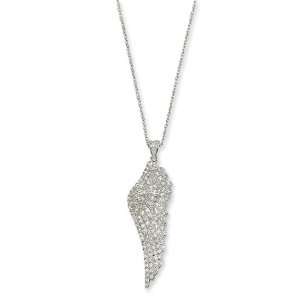  Sterling Silver CZ Angel Wing Necklace: Jewelry