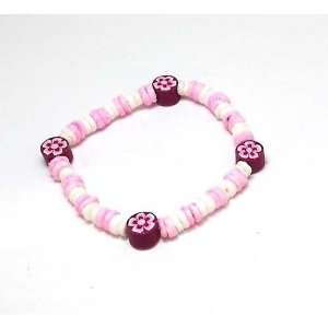  TOC Presents Pink & Shell Bracelet With Flower Beads 