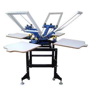  4 Color 4 Station Silk Screen Printing Press Machine 