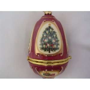  Silent Night Music Box Christmas Ornament ; Porcelain 4 
