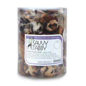  Savvy Tabby Safari Feather Balls Cat Toy Canister, 48 Pack 