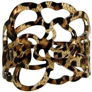  2.5 Wide Cut Out Design Plastic Cuff In Leopard: Jewelry