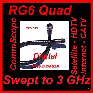 30 Foot RG6 Quad Shield Video Cable Coax Satellite HDTV  