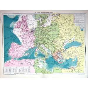  Antique Map Europe Communications Physical Industries 