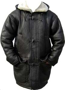 Mens Sheepskin Leather Duffle Sheepskin Jacket Coat  