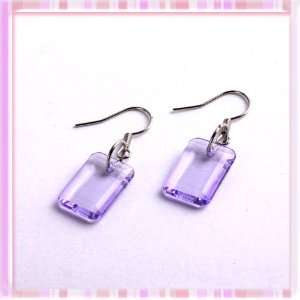  Concise Purple Cuboids Earrings Plastic Ear Pin 1 Pair 