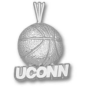 Connecticut Huskies 3/4in Sterling Silver Basketball Pendant