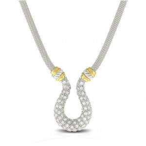   Jewelry .925 Sterling Silver Gold Vermeil Horseshoe Encrusted Necklace