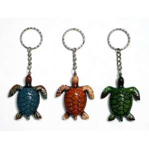  Wholesale Pack Handpainted Assorted Sea Turtle Keychain 