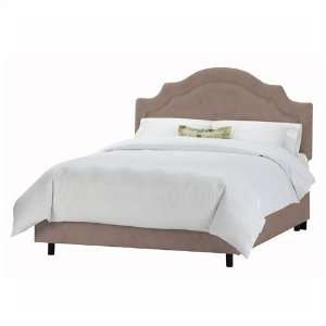   Furniture Tufted Skirted Bed in Shantung Khaki   Queen