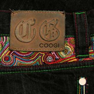 COOGI Black Embroidered Jeans Mens 42 35  
