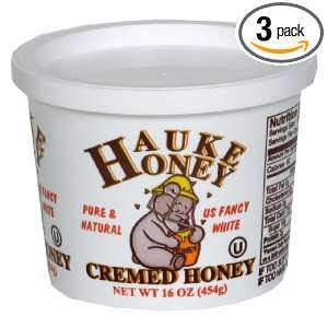 Hauke Honey Creamed, 16 Ounce (Pack of 3)  Grocery 