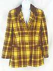 MONDI Womens Jacket Size 34 US 4 Brown & Gold Plaid Wool Blazer