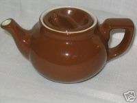   Pottery Boston Tea Pot Sunken Lid Teapot Brown White dinnerware  