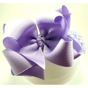    Solid Lavender Hairbow with Lavender Crochet Headband Beauty
