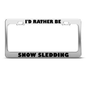  ID Rather Be Snow Sledding Sport Metal license plate 