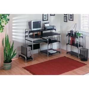   Silver Modern Computer Desk with Included Bookcase