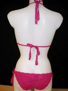 NWT ANNA KOSTUROVA Pink Crochet South Beach Monokini S  