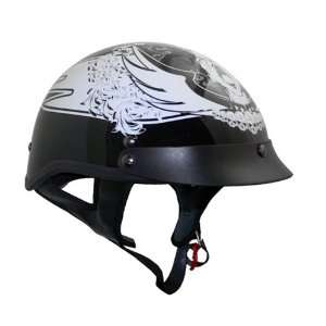  Outlaw Gloss Black Screamer Half Helmet   Medium 