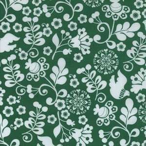  Michael Miller Joy in Green White Christmas Print Fabric 