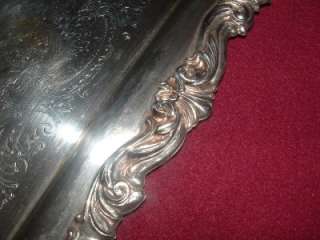   SILVER 1883 CROWN SYMBOL FOOTED PLATTER TRAY SILVERPLATE ORNATE NICE