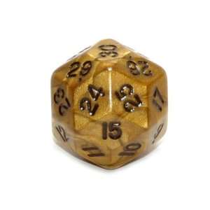  Koplow Olympic Pearl d30 Dice, Gold with Black Toys 