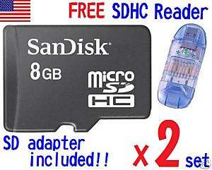 SanDisk 2 x 8GB  16GB microSD SD SDHC Card + 2 x R1  