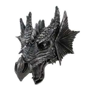  `Obsidian Saurian` Wall Mounted Dragon Head Small