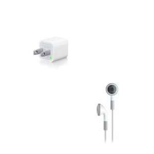   (Wall Charger) + Earphones (Headphones) W/Mic for IPod/Iphone/Ipad