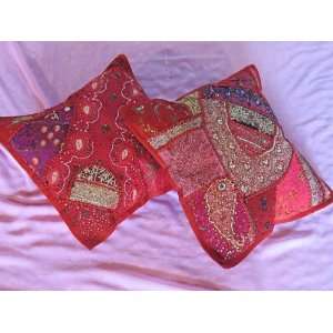   RED INDIA COUCH SOFA BACK LIVING ROOM CUSHIONS PILLOW