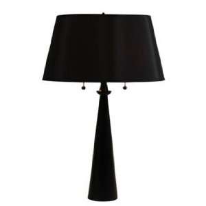  Lights Up! Dasan Bronze Table Lamp Black Silk Glow Shade 