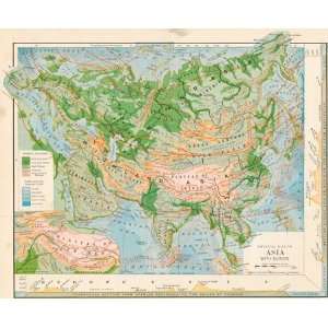    Cowperthwait 1877 Antique Physical Map of Asia