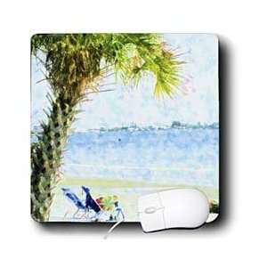   Art   Blue Green Palm On Sanibel Beach   Mouse Pads Electronics