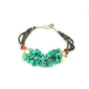  Jade Bracelet With Turquoise And Pearls 