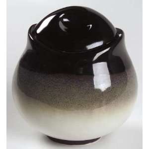Sango Nova Black (Intro 2004) Sugar Bowl & Lid, Fine China Dinnerware 