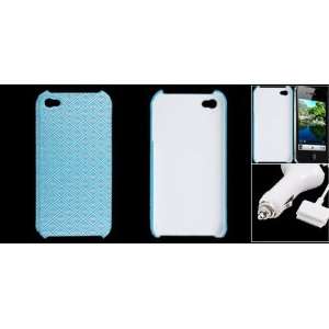  Gino Blue Grid Design Back Cover + Car Charger for iPhone 