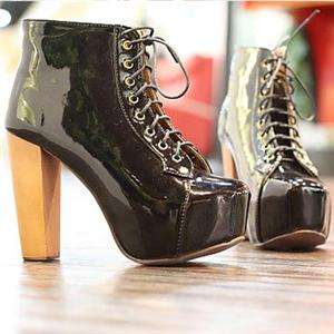 lady platform lace up high heels clog ankle boots shoes item code s63