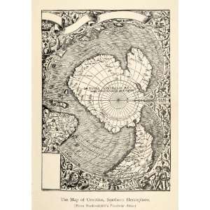  1905 Print Antarctica Map South Pole Hemisphere 
