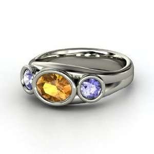  Alexa Oval Ring, Oval Citrine 14K White Gold Ring with 