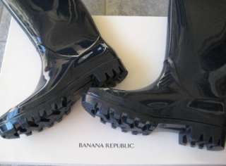 banana republic new cyclone rain boots navy blue size 6 run small