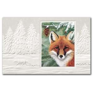 Woodland Prince Fox Embossed Christmas Card  Kitchen 