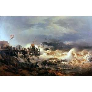  Hand Made Oil Reproduction   Andreas Achenbach   32 x 20 