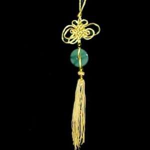  Feng Shui Good Luck Charm with Yellow Silk Knot and Jade 