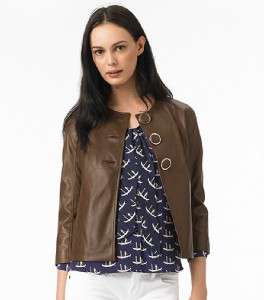 Tory Burch Coconut Brown Leather Deavere Jacket $695 NWT 10  