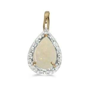    14k Yellow Gold October Birthstone Pear Opal Pendant Jewelry