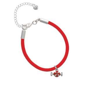   and Red Peppermint Candy Charm on a Scarlett Red Malibu Charm Bracelet