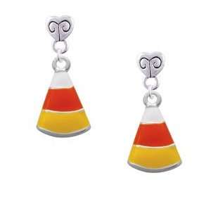  Candy Corn Mini Heart Charm Earrings [Jewelry] Jewelry